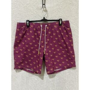 Bonobos Riviera Tiger Sprint Print Swim Trunks Mens Large 7" Inseam Purple